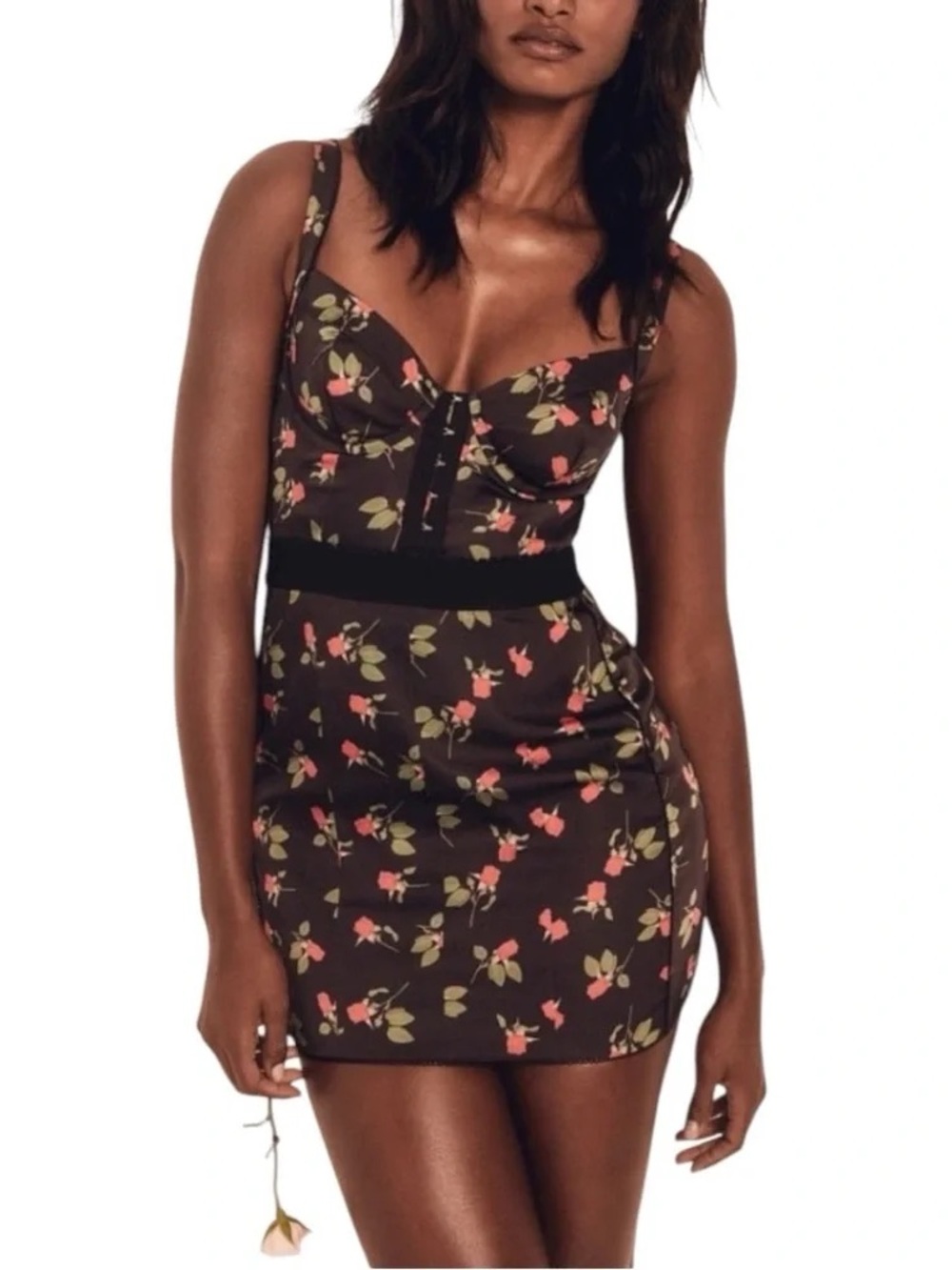 For Love And Lemons Love Song Corset Mini Dress Black Red Rise NWT